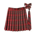 thumbnail image 3 of yillto Women's Plus Size Plaid Skirts Pleated High Waist A Lined Causal Mini Skater Skirts M-XXXXL, 3 of 4