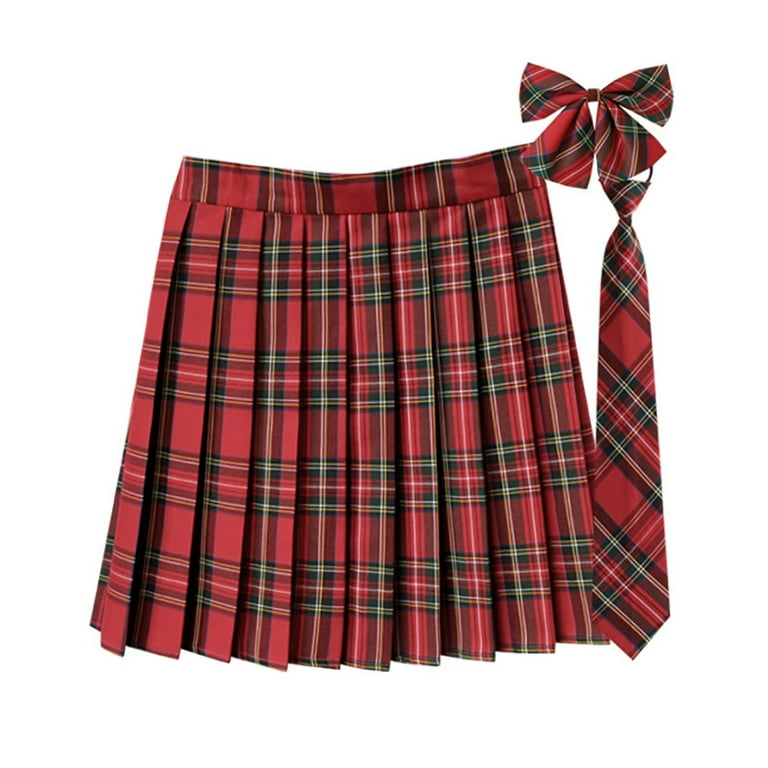 Skater Skirts Plus Size Red Plaid Skirt HDE Women's Plus Size - Main Image