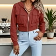 thumbnail image 7 of Women's Cropped Zip Up Hoodies Jacket Long Sleeve Casual Coat with Pockets Trendy Fall Outfits 2025 Y2K Clothes, 7 of 7