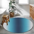 thumbnail image 4 of Blue Teal Grey Ombre Round Rug 3.3ft Washable Circle Entryway Rugs Non Slip Farmhouse Gradient Minimalist Area Rug Indoor Floor Carpet for Bedroom Kitchen Living Room Home Office Dining Room Nursery, 4 of 8