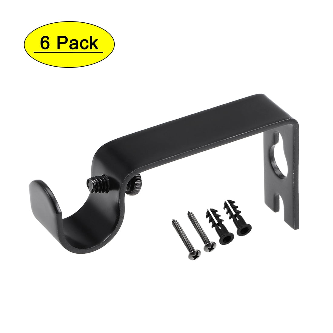 Uxcell Curtain Rod Bracket Iron Single Holder Support for 0.63' Drapery Rod 2.87' x 1.42' x 0.63' Black 6pcs