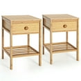 thumbnail image 1 of Gymax 2PCS Bamboo Nightstand Natural Side End Table w/Drawer for Living Room Bedroom, 1 of 10