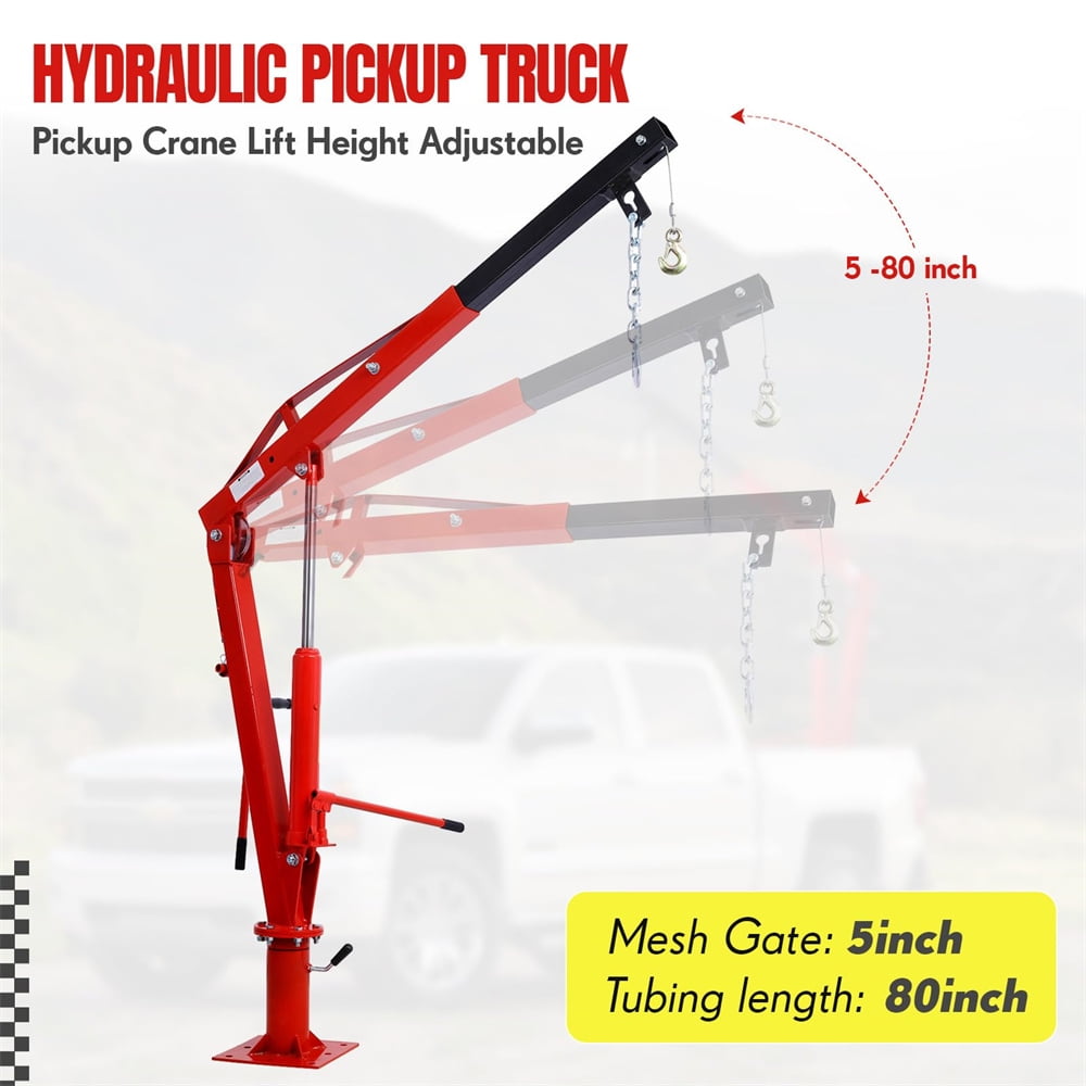 Hydraulic Pickup Truck Crane,Folding Truck-Mounted Bed Crane,360° Swivel Truck Jib Engine Hoist Crane,Truck Bed Lift in Construction, Factory