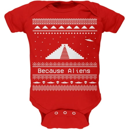 Ancient Aliens Ugly Christmas Sweater Red Baby One Piece