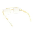 thumbnail image 4 of Rimless Luxury Jaguar Jewel Arm Rectangle Hustler Gangster Sunglasses Gold White - Clear, 4 of 4