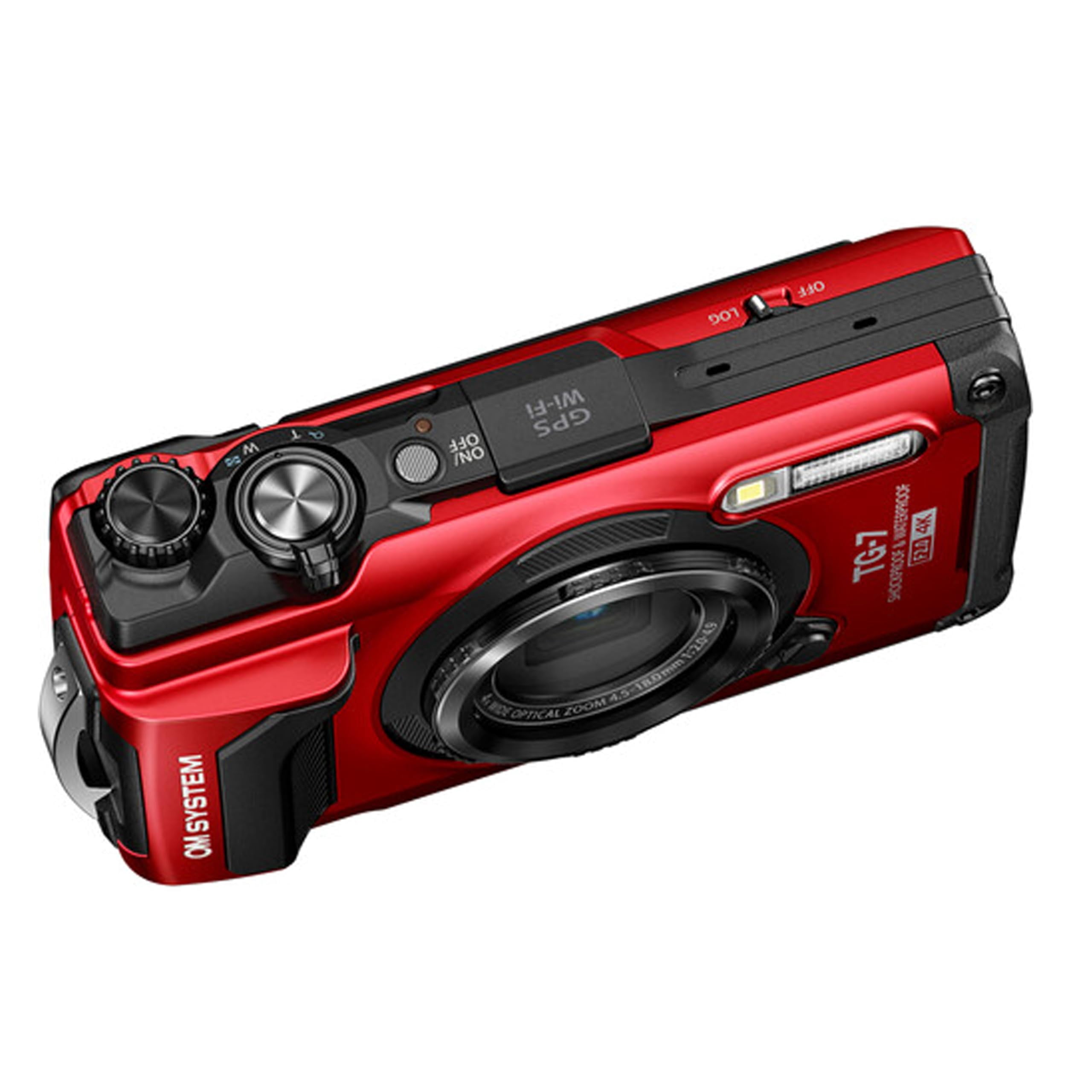 OM SYSTEM Tough TG-7 Digital Camera, 12 MP, 2x Digital Zoom, Waterproof, Red, with 128GB Extreme PRO Memory (Rugged Bundle)