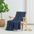 thumbnail image 3 of Great Bay Home All-Season Waffle Cotton Bed Blanket 90x66 (Twin, Navy), 3 of 6