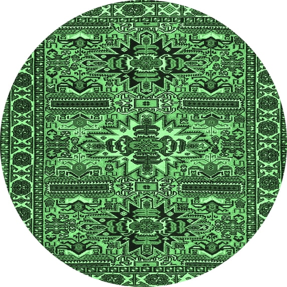 Ahgly Company Indoor Round Persian Emerald Green Traditional Area Rugs, 8' Round