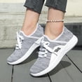 thumbnail image 4 of pwidon Women's Walking Sneakers Lightweight Lace Up Athletic Running Shoes Breathable Fly Knit Casual Sport Trainers Grey Black Gray 6.5, 4 of 6
