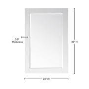 Ivy 24 Rectangular Bathroom Wood Framed Wall Mirror in White