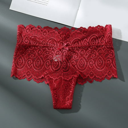 

PEASKJP Womens Bikini Underwear Invisible Thong for Women Cotton Underwear Low Rise Panties Woman Soft Thongs Red L