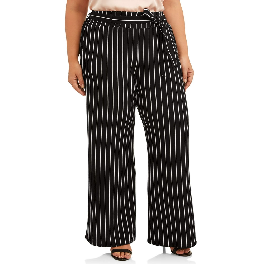 Terra & Sky - Terra & Sky Plus Size Stripe Wide Leg Pant Women's ...