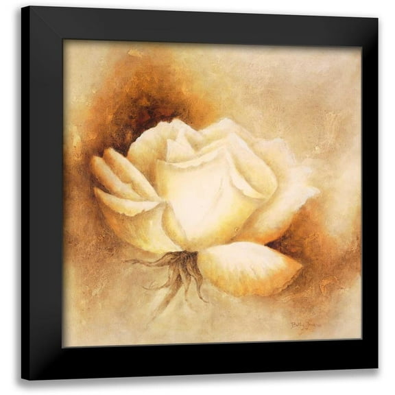 Jansma, Betty 12x12 Black Modern Framed Museum Art Print Titled - White rose I
