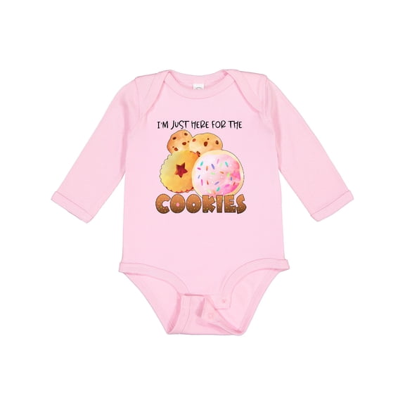 Inktastic I'm Just Here for the Cookies Boys or Girls Long Sleeve Baby Bodysuit