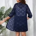 thumbnail image 4 of Women's Plus Size Lace Cardigan - 3/4 Sleeve Mid-Length Hollow Out, Sun Protection, Blue, XXL, 4 of 6
