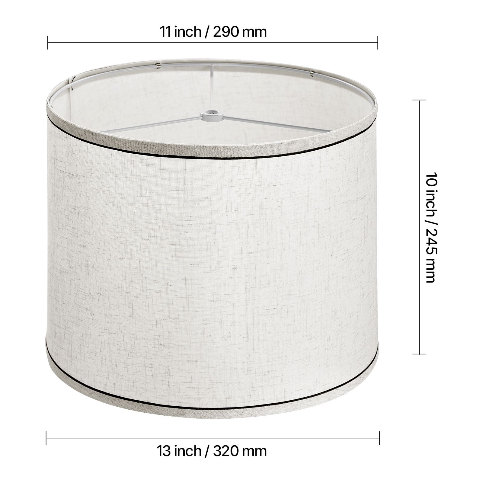 Linen Lampshade 11x13x10 Inch, Q235A Steel Metal Frame, Natural Linen with PVC Diffuser, 3-Minute Quick Installation, Compatible with E27 Fixtures for Table and Floor Lamps