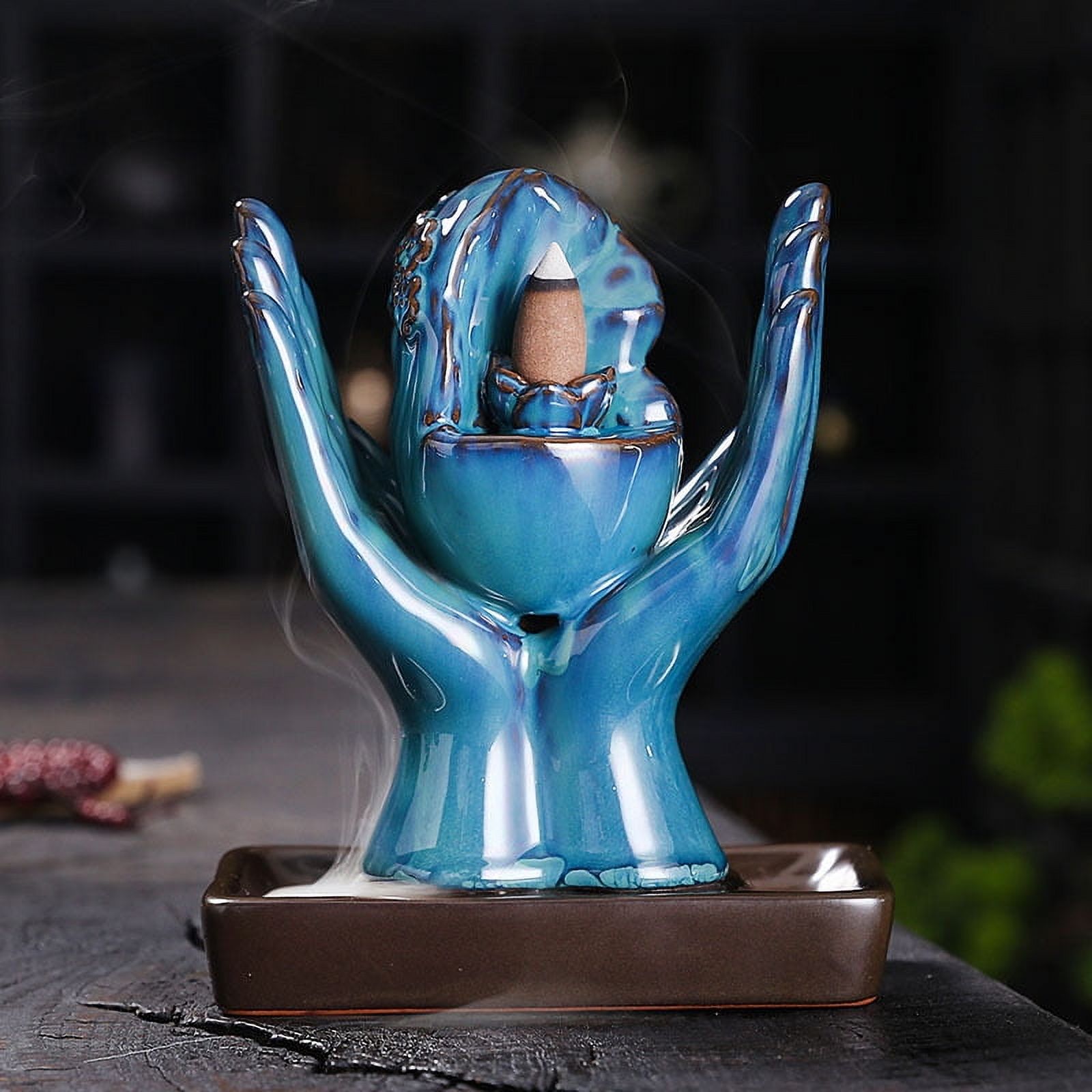 Ceramic Beauty Statue Backflow Incense Burner Creative Smoke Sandalwood Incense Holder Waterfall Ornaments Home Desktop Decoration