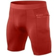 thumbnail image 4 of Men's Compression Shorts Running Workout Spandex Shorts Camouflagees Performance Underwear Shorts Tights with Zipper Pocket Red, Size XL, 4 of 4