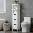 thumbnail image 6 of kleankin Tall Bathroom Cabinet, Slim Bathroom Storage Cabinet, Narrow Floor Cabinet with 3 Drawers and 2 Open Shelves, Linen Tower for Small Space, 6 of 9