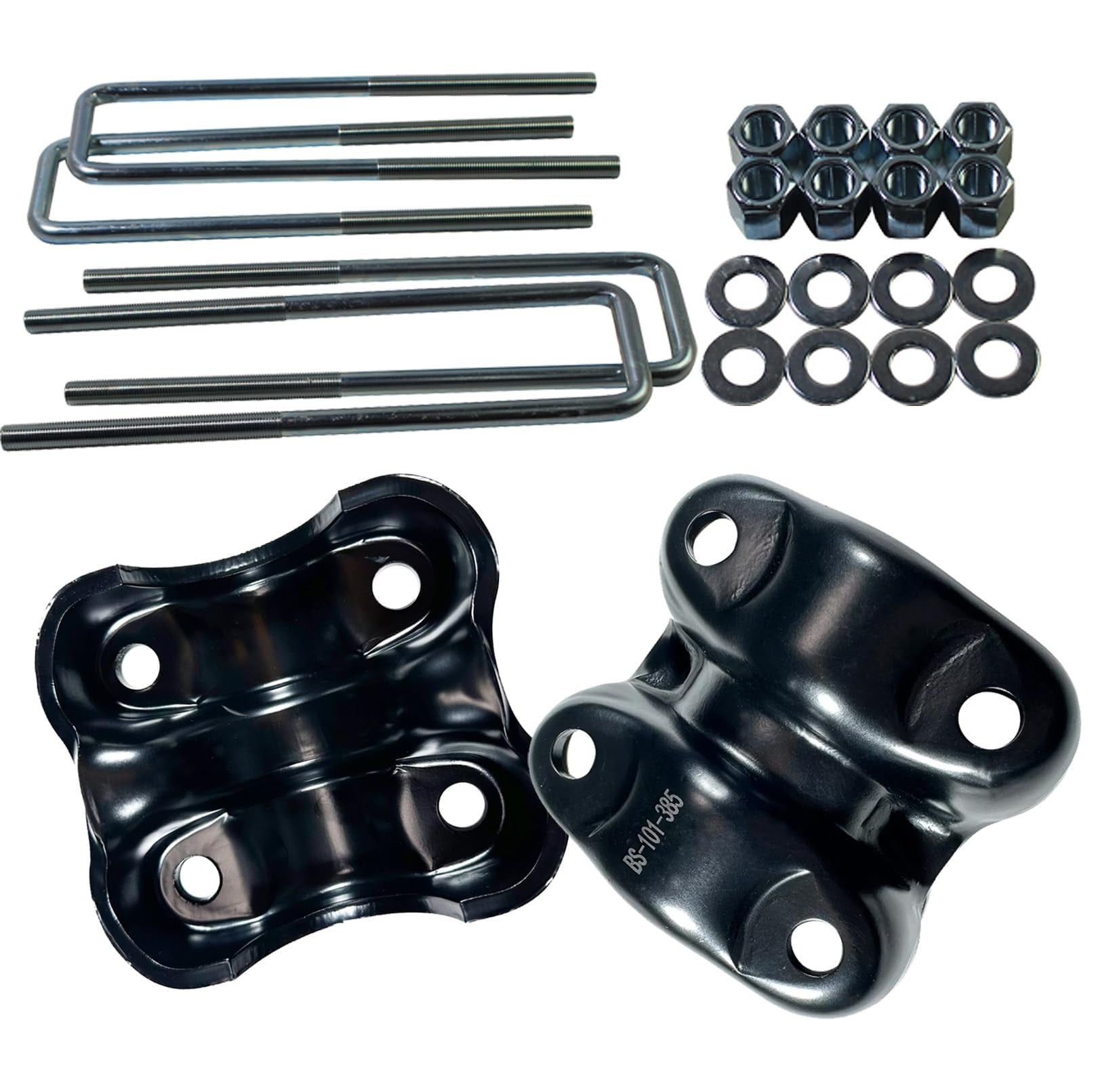 BST BSSP Pair Rear Axle Leaf Spring U-Bolt & U bolts Plates For 1988-1998 Chevy GMC Tahoe Yukon C1500 K1500 Suburban Tahoe GMC Yukon, Square Extended U-bolts 2.5" Wide Leaf Springs 8.75" Long