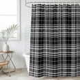 thumbnail image 2 of 54x78 Inch Shower Curtain Decorative Buffalo Plaid Bathtub Bath Curtains Fabric Waterproof Bathroom Decor, Black White Gray Farmhouse Gingham Striped Small Stall Shower Curtain Set with 12 Hooks, 2 of 7