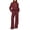 107# Wine, variant on Huankd Womens 2 Piece Outfits Sweatsuit Set Oversized Half Zip Sweatshirt Wide Leg Sweatpants Lounge Set Tracksuit Black XL