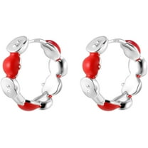 Dainty Apple Hoop Earrings S925 Sterling Silver Post Sweet Fruit Red Apple Huggie Hoops Earrings Fashion Cartilage Studs Ear Jewelry for Women