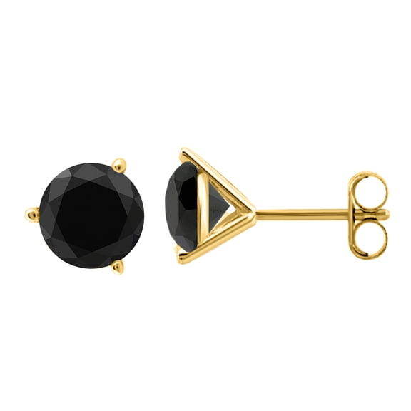 Aonejewelry 0.20 CTW Round Black Diamond Martini Stud Earrings In 14K Gold