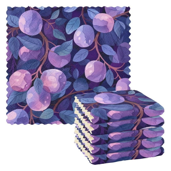 6 Pieces of Kitchen Towels 11x11Inch Kitchen Dish Cloths Kitchen Dish Towels Reuseable Cleaning Cloths Large Purple Plum