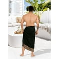 thumbnail image 4 of LA LEELA Men's Pareo Regular Swimsuits Sarong Long Swim Beach Wrap One Size Charcoal, Geometric Summer Vacation Party, 4 of 5