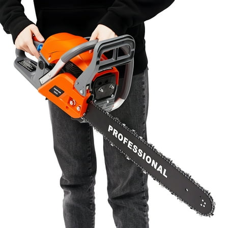 22 Inch Gas Powered Chain Saw, 2.4KW 52CC Gasoline Chainsaws with Bar Cover, 2-Cycle Power Chain Saw for Wood Cutting and Tree Pruning
