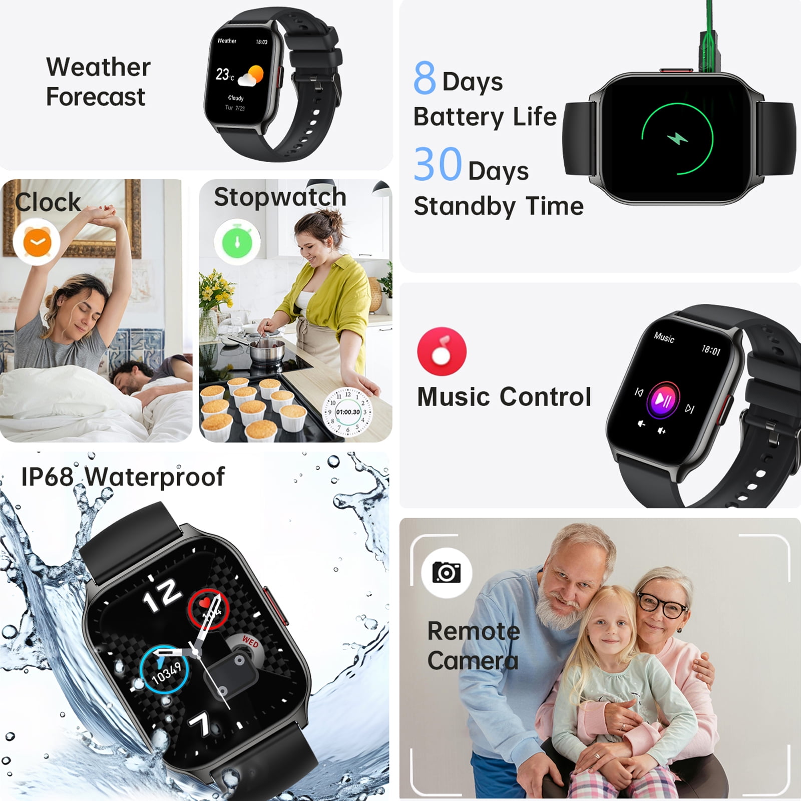 Smart Watch for Android and iPhone, TIGRADE Answer/Make Call Smartwatch for Men Women Waterproof, 23 Sport Modes, Fitness Activity Tracker, Heart Rate