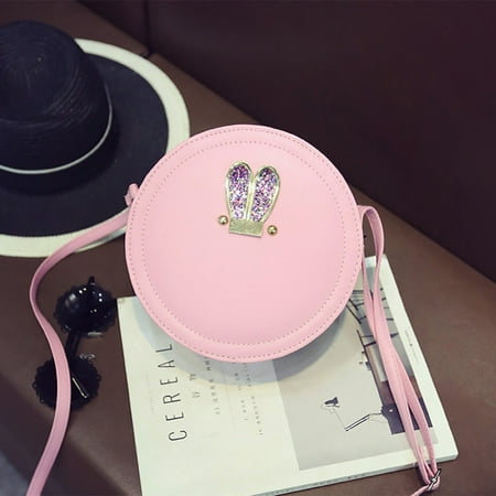 Ear Bags Clearance Tailored Fashion Women Single Shoulder Rabbit Ears Small Circular Bag Texture Zipper Bag ()