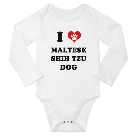 

I Heart Maltese Shih Tzu Dog Cute Baby Long Jumpsuits Newborn Clothes (White 18-24 Months)