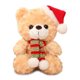 thumbnail image 2 of Oso de peluche de juguete duradero seguro con sombrero de Navidad Wdftyju juguetes afectivos relajantes suaves no tóxicos y cómodos para niños, 2 of 3