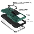 thumbnail image 2 of TECH CIRCLE Case for iPhone 11 Pro (5.8") - [Sliding Cover for Camera Protection] [Compatible with MagSafe] Shockproof Multifunctional Shell Case with Hidden Kickstand/Phone Ring Holder,Dark Green, 2 of 9