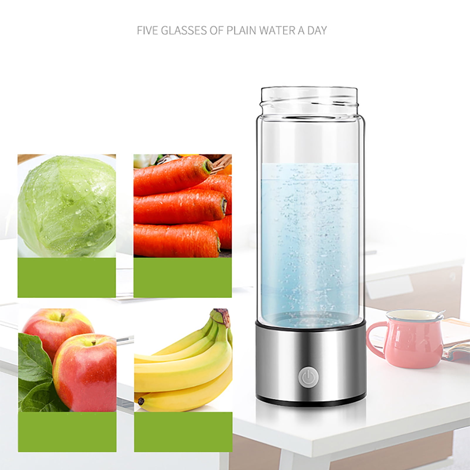 420ML Hydrogen Rich Water Bottle SPE PEM Technology Portable USB Rechargeable Hydrogen Water Generator Glass Drinking Cup Birthday Gift