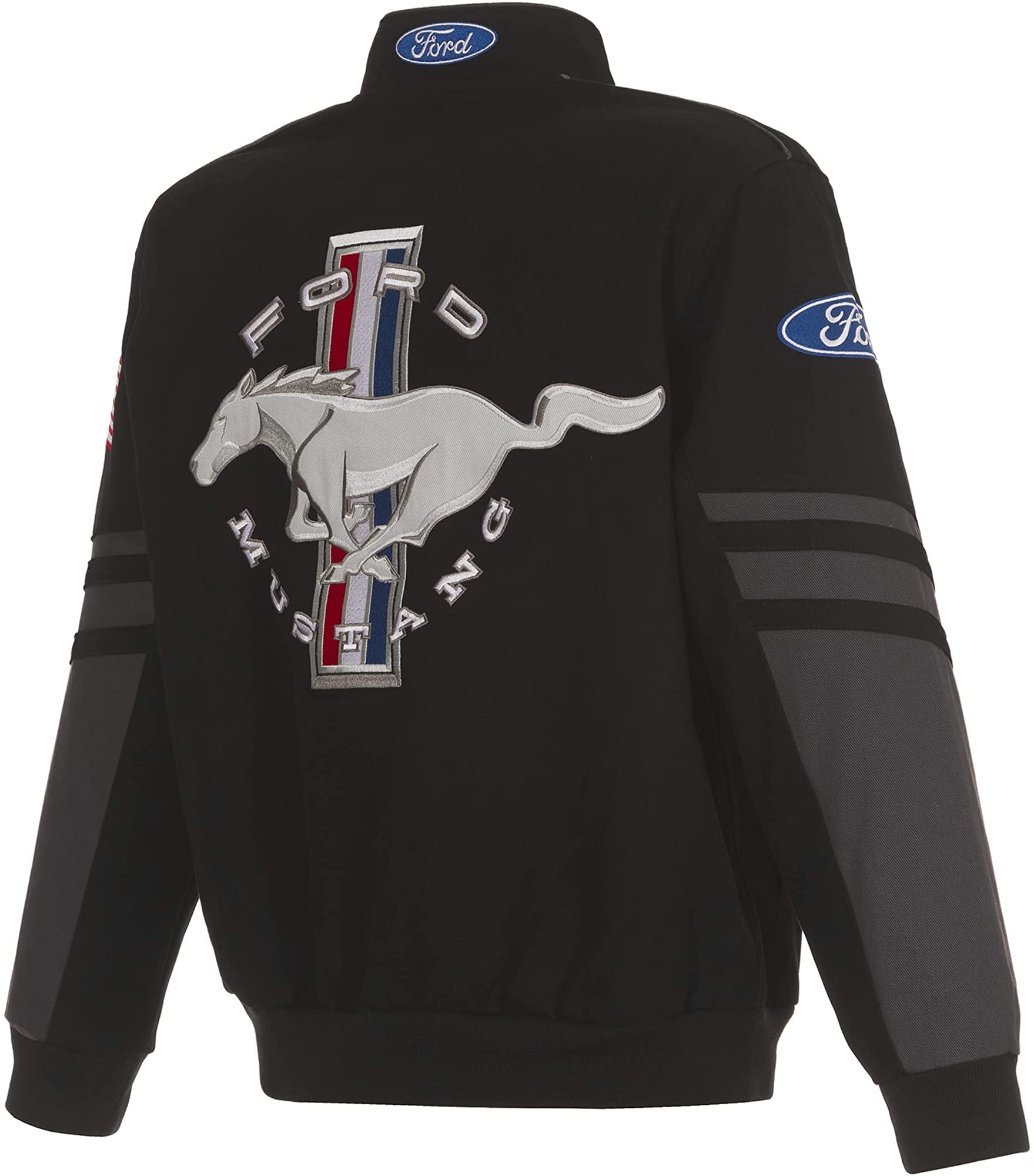 JH Design Men's Ford Mustang Racing Style Jacket with Embroidered