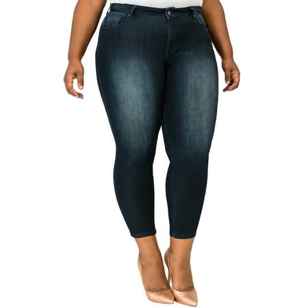 Poetic Justice Plus Size Women's Curvy Fit Indigo Rinsed Cropped Skinny ...