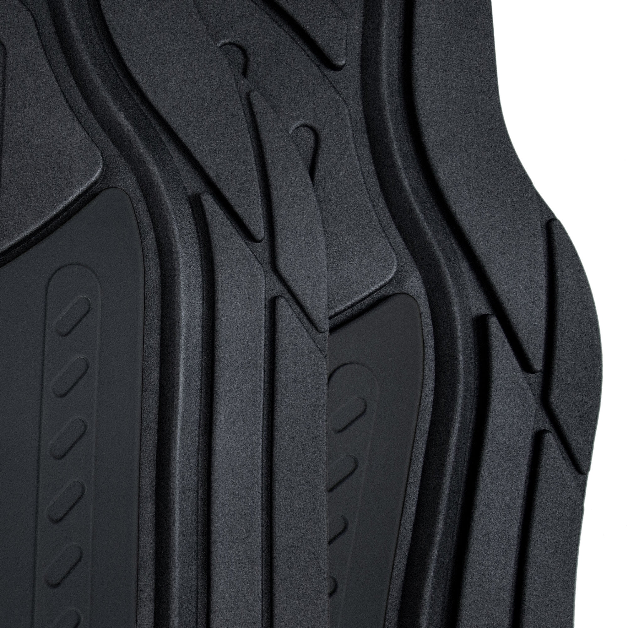 FH Group Universal Fit Two-tone Car Floor Mats Heavy Duty Rubber Full Set 4Pc - F11313BLACK
