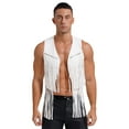 thumbnail image 1 of renvena Costume Sans Manches en Faux Suède avec Rivets à Franges Gilet Western Cowboy Cosplay Blanc m, 1 of 10