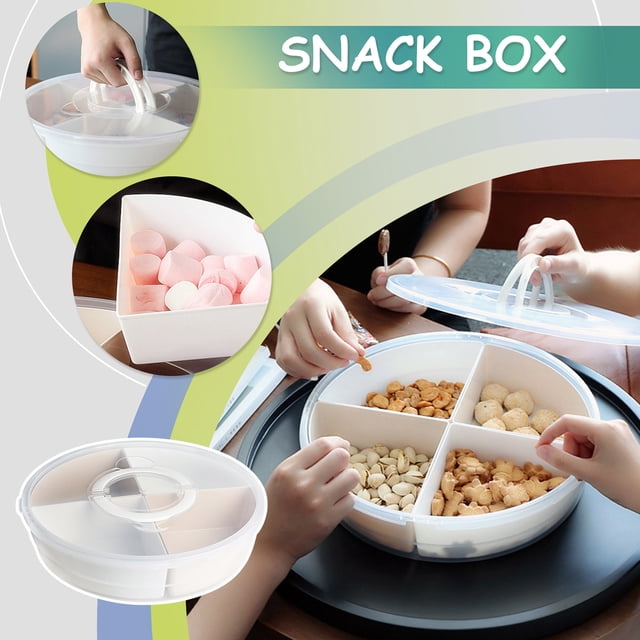 TIMIFIS Creative Plate Box Compartment with Lid Snack Box Plastic Box Fruit Kitchen Gadgets