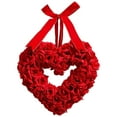 thumbnail image 2 of HOARBOEG Valentine's Day Wreath, Heart Shaped Artificial Silk Flower Garland with Ribbon, Romantic Front Door Decor for Holiday, Anniversary, Wedding & Home Welcome, 2 of 9