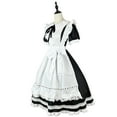 thumbnail image 3 of Elainilye Fashion Womens Maid Uniform Suit Traditional Maid Lace Bow French Maid Short Sleeved Round Neck Dress,White, 3 of 4