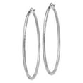 thumbnail image 2 of 14K White Gold Earring Hoop Women'S 55 mm Satin & Diamond-Cut 2Mm Round Earrings, 2 of 3