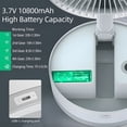 thumbnail image 3 of 9-inch Portable Pedestal Fan 10800mAh Battery Type-C Rechargeable Oscillating Standing Fan with LED Night Light Remote Control Telescopic 4 Speed Quiet Timer Fan for Home Kitchen, 3 of 7