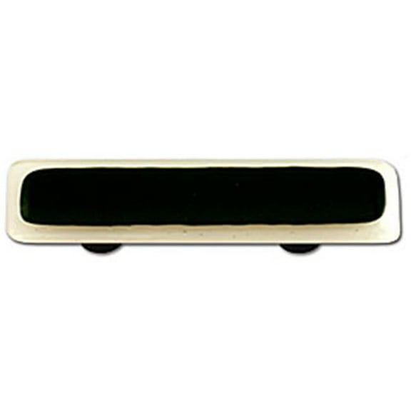 Hot Knobs HK5058-PA White Border with Black Rectangle Glass Cabinet Pull - Aluminium Post