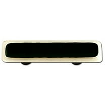 Hot Knobs HK5058-PA White Border with Black Rectangle Glass Cabinet Pull - Aluminium Post