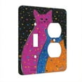 thumbnail image 1 of KuzmarK™ 2 Gang Single Toggle / Single Duplex Wall Plate - Three Fiesta Polka Dot Kitties Abstract Cat Art by Denise Every, 1 of 1