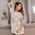 thumbnail image 3 of Balery Cute Rabbit Pattern Womens Short Sleeve Sleepshirt Scoopneck Cute Nightdress Comfy Nightgown Loungewear Dress, 3 of 6